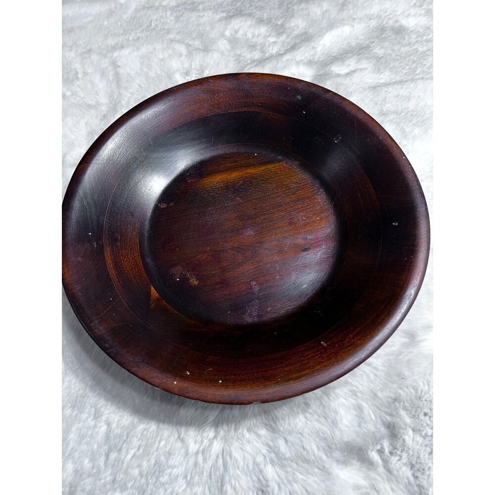 Vermillion brown walnut wooden rounded bowl
